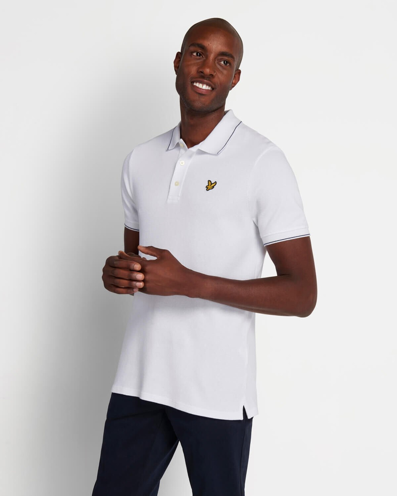 LYLE SCOTT WAFFLE POLO SHIRT WHITE MEN POLO SHIRTS SALE LAST