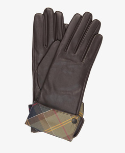 BARBOUR LADY JANE LEATHER GLOVES CHOC/CLASSIC