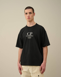 C.P. COMPANY 20/1 JERSEY BOXY LOGO T-SHIRT BLACK