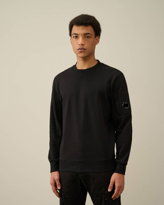 C.P. COMPANY DIAGONAL RAISED FLEECE SWEATSHIRT BLACK