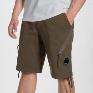 C.P. COMPANY DIAGONAL RAISED FLEECE ZIPPED POCKET SHORTS LEAD GREY