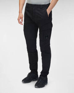 C.P. COMPANY STRETCH SATEEN CARGO PANTS BLACK