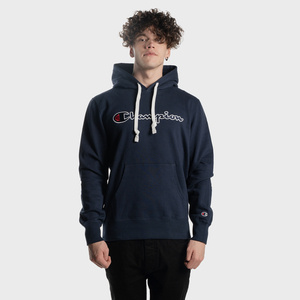 CHAMPION HOODIE SATIN STITCH SCRIPT LOGO NAVY