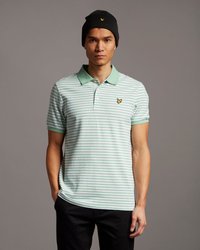 LYLE & SCOTT MEN'S POLO SHIRT WITH STRIPE SEA MINT / LIGHT GREY